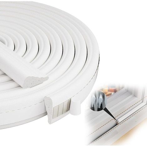 joint fenetre pvc 5 m isolant fenetre anti froid, joint caoutchouc adhesif, bande d'étanchéité, Utilisé pour la protection contre le froid, le bruit et le vent (blanc) (1/5)