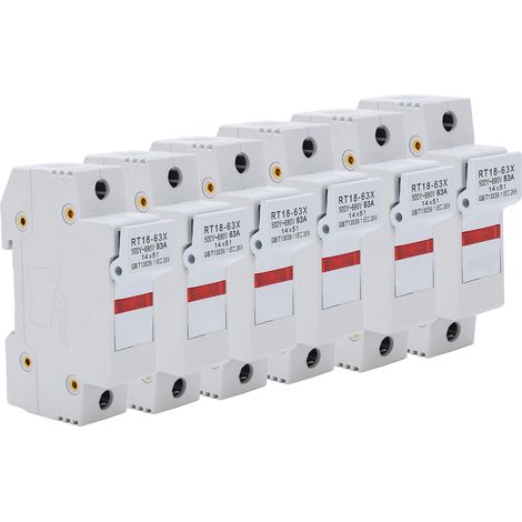 Support fusible LED RT18-63X pour noyau RO16 14x51mm, 63A 500-690V, montage rail DIN (1/5)