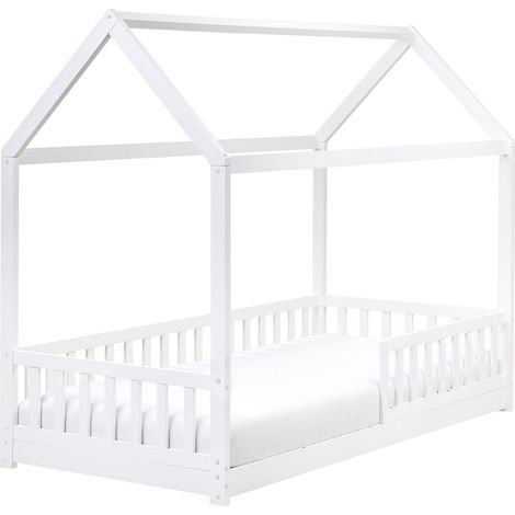 Kinderbett Haus Kiefernholz COSSAYE 90 x 200 cm Weiß