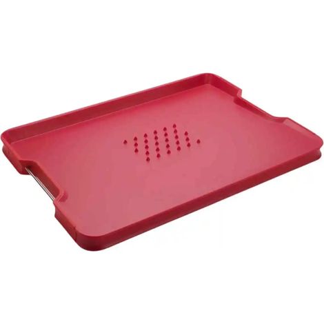 Tabla de Cortar Multifunción Cut&Carve™ Plus, Roja, para Cortar, Picar y Servir Alimentos, Antideslizante, Resistente, Apta para Lavavajillas, Diseño Compacto y Funcional