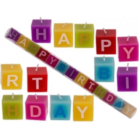 Candele Colorate Quadrate Happy Birthday 3X3Cm X1