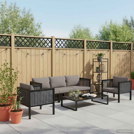 vidaXL Salon de jardin 6 pcs avec coussins résine tressée anthracite (1/5)