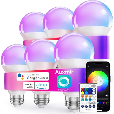 Ampoule Connectée WiFi, Ampoule LED Intelligente E27 Multicolore 2700K-6500K 10W 800LM, 16 Millions Couleurs Dimmable, Commande Vocale (1/5)