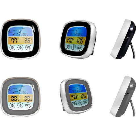 Grillthermometer mit 2 Alarmen, hintergrundbeleuchtetem Touchscreen und Fleischgaranzeige, für Camping und Picknicks im Freien (1/5)