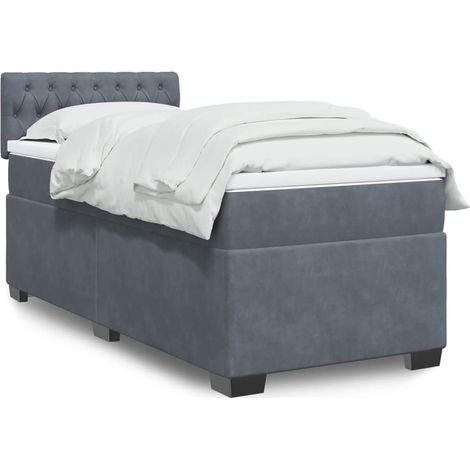Boxspringbett mit Matratze Dunkelgrau Samt