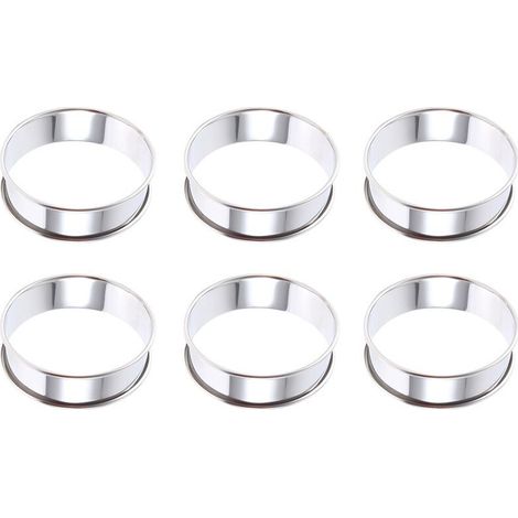 6 Stück Muffinringe, doppelt gerollte Edelstahl-Muffinringe, runde Metallringform für die Lebensmittelherstellung (1/4)
