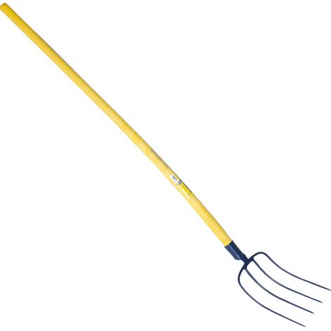 Fourche à fumier 4 dents – Manche composite courbe – Forgée à chaud – Dureté 170/180 kg/mm² – Fabrication française – Outils Perrin