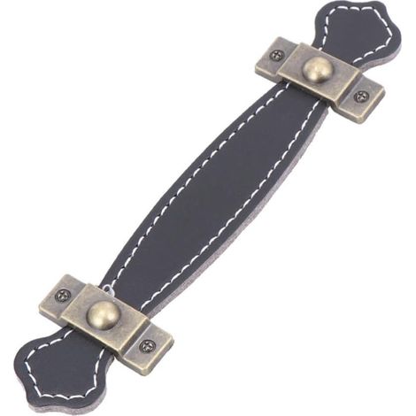 Poignée de Meuble Vintage en Cuir Noir et Alliage de Zinc, Tirette de Tiroir Pratique Adaptée pour Porte de Commode et Décoration de Mobilier (1/5)