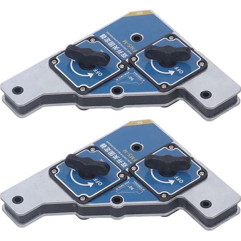 2 Stück Schweißhalter mit Doppelschalter, 50 kg, starker Magnet, 90°-Schweißvorrichtung für Stahl- und Eisenplatten (1/5)
