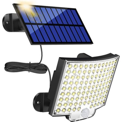 Lampes Solaires Extérieures, 106 LED Lampe Solaire Extérieure avec Détecteur de Mouvement, Étanche IP65, Angle d'Éclairage 120°, Applique Solaire pour Jardin avec Câble de 5 m (1/5)
