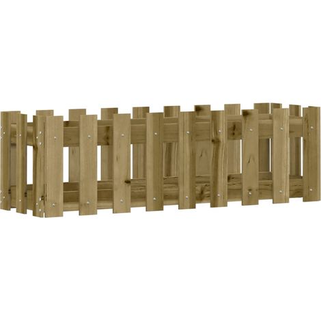 Clôture de jardin surélevée en bois de pin imprégné 100x30x30cm (1/5)
