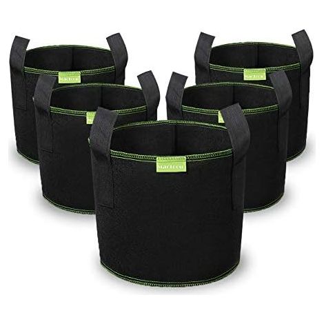 5X 20L Stofftopf, Pflanzsack mit Griffe aus Filzstoff Pflanze Grow Bag für Tomaten, Gemüse, Blumen, Pflanzen - 5 Gallonen