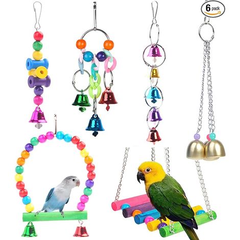 Jouets pour Perroquets, Support, Balançoire et Carillon Jouets et Accessoires pour Perroquets, Cockatiels, Moineaux, Canaris, Hirondelles (1/5)