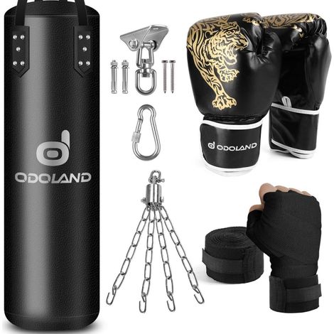 Boxsack Set 4FT UNGEFÜLLT mit 12OZ Boxhandschuhen und Aufhängung (1/5)
