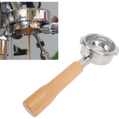 NOWWA 58-mm-Kaffeemaschine ohne Boden mit abgewinkeltem Griff und Edelstahlgriff, Modell C1, Farbe: Naturbuche (1/5)
