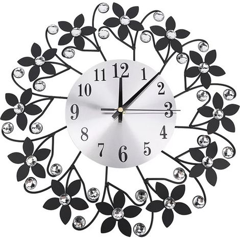 1 Horloge murale en fer, design moderne, mouvement silencieux, pour salon bureau hôtel (1/5)