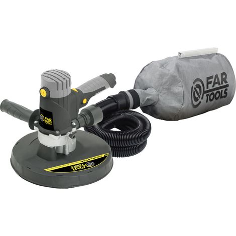 Ponceuse murale plâtre 1200W Ø225mm, auto-aspirante, 1400-3100tr/min, fixation autoagrippante, collecteur de poussières, flexible 2m (1/5)