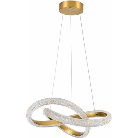 Suspension boucle dorée à cristaux Eldrin LED 30W Ø50 (1/3)