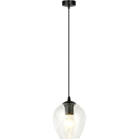 Lampada a Sospensione Istar, Acciaio verniciato a polvere, Vetro, Nero, 14x100x14 cm
