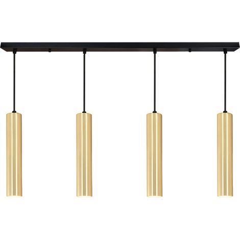 Plafonnier linéaire 4 lumières tubes GU10, doré 30 cm