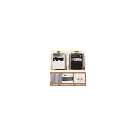 Armoire haute avec prises et panneau perforé, meuble bar avec porte-verres à vin et espace de rangement, buffet de cuisine avec tiroirs, idéal pour la cuisine et la salle à manger (blanc) (1/5)