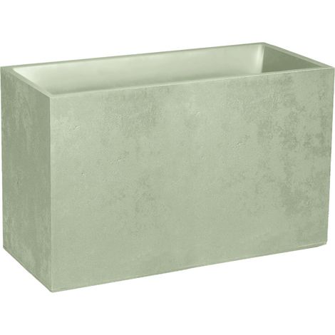 Jardinière Muret Basalt Décor béton 116 L - Vert amande - Eda (1/3)