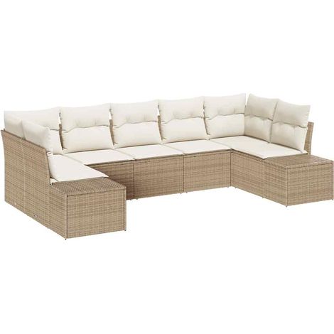 Maison Exclusive - Gartensofa-set mit Speicher 7 pcs Beige und Cr