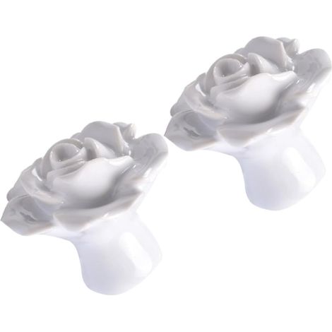 Poignée de traction en céramique blanche lot 2 forme fleur avec accessoires vis pour portes et tiroirs montage simple intérieur maison (1/5)