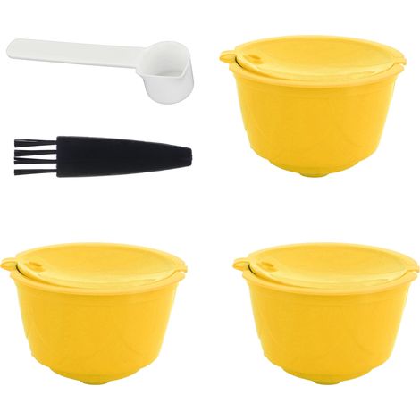 Kit de capsules pour machine à café DOLCE GUSTO avec filtre à café réutilisable et accessoires (3 capsules jaunes, 1 cuillère, 1 goupillon). (1/5)