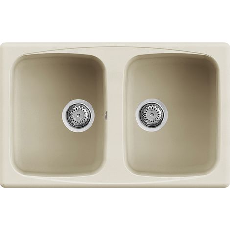 Lavello Elleci Incasso 2 vasche 79x50 Master 350 Granitek Bianco Antico LGM35062