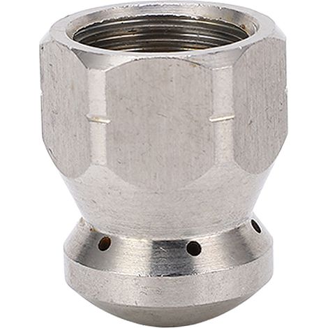 Buse de nettoyage haute pression 5000 PSI pour le débouchage de canalisations, buse de nettoyage à jet d'eau en acier inoxydable, tête ronde, 1 orifice avant et 6 orifices arrière, G3/8 po