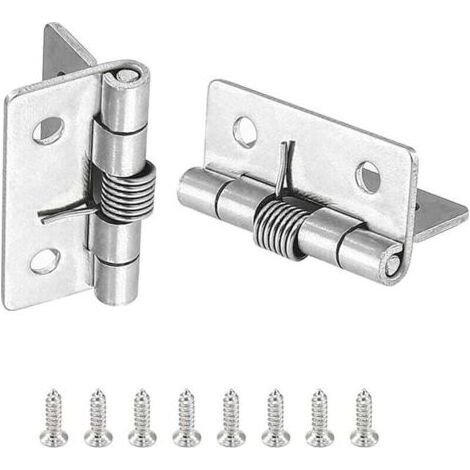 4 pièces charnières à ressort à ouverture fermeture automatique(3,8 cm), charnières de porte à ressort en acier inoxydable 304, charnières à fermeture automatique pour portes invisibles (1/4)