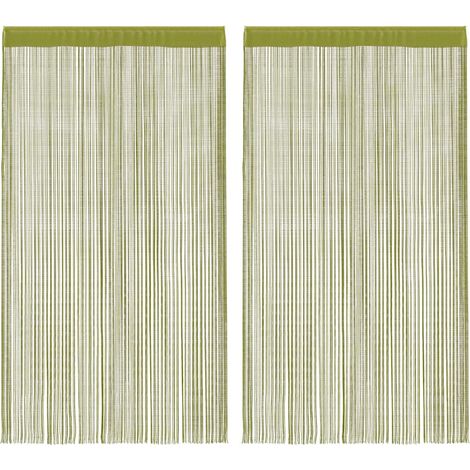 Rideaux à fils, 2 pièces, 100 x 250 cm, verts