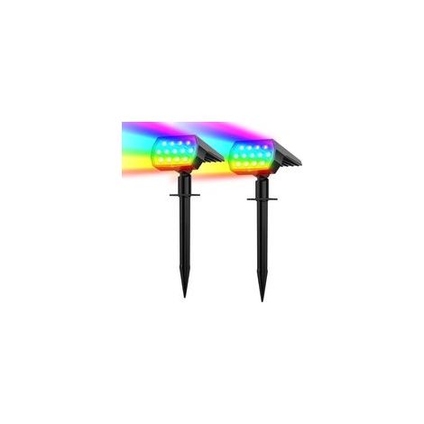 Projecteur solaire de Noël - Idéal pour les jardins, allées, cours, piscines, terrasses, etc. - Lot de 2, lumières colorées