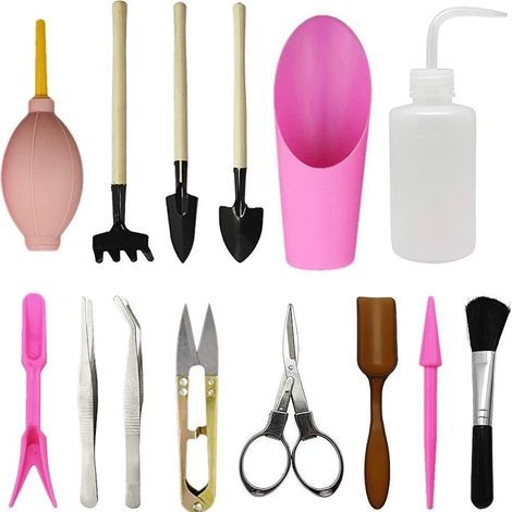 Juego de 14 macetas para plantas suculentas, herramientas para germinar semillas (hazlo tú mismo), color rosa. (1/2)