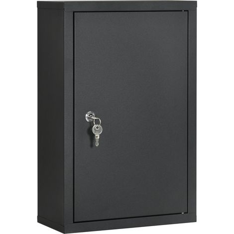 Armadietto per Medicinali 30x14x46 cm 3 Ripiani in Acciaio Nero (1/5)