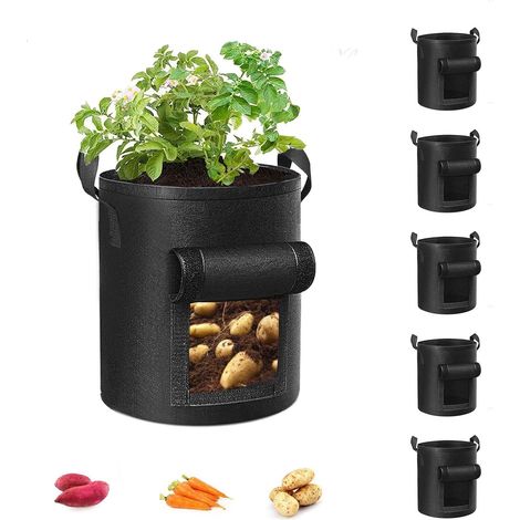 Noir 5 Sac de plantes non tissées (10 gallons) Diamètre 35cm Hauteur 40cm (1/5)