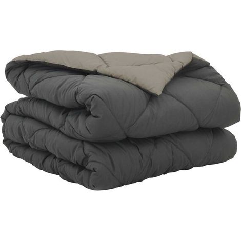Couette d'été une place en duvet, gris clair et gris anthracite, 200 x 135 cm (1/5)