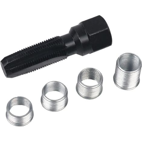 Zündkerzengewinde-Reparatursatz (5-teilig, M14 x 1,25), Zylinderkopf-Gewindeschneidsatz, Zündkerzen-Gewindeschneidsatz, Zylindergewinde-Reparaturwerkzeug mit 14-mm-Reibahle (1/3)