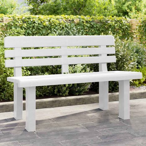 vidaXL Banc de jardin blanc 110x52x71 cm polypropylène (1/5)