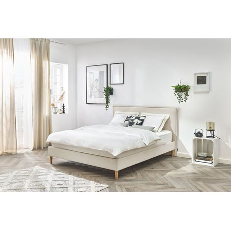 Bobochic – Lit SARY 140x190 cm – Structure en bois massif – Tête de lit en tissu – Montage facile en 15 min – Style moderne (1/5)
