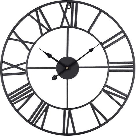 Grande horloge murale silencieuse de 40 cm, chiffres romains, mouvement à quartz, fonctionne sur piles, facile à lire, idéale pour la chambre, la cuisine ou le salon. (1/5)