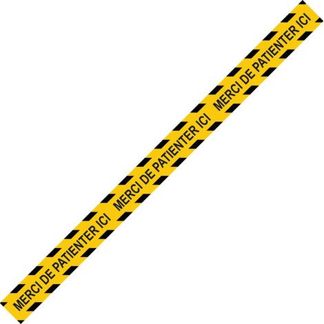 Bande Merci de patientez ici - Jaune/Noir - spécial sol - 1000x70 mm - 4007755
