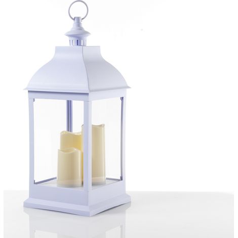 Lampada decorativa in plastica bianca cm. L.23,5 x P.23,5 x H.54