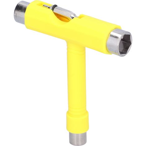Outil de skate multifonction portable pour skateboard, kit de clés hexagonales en T, visserie jaune (1/5)