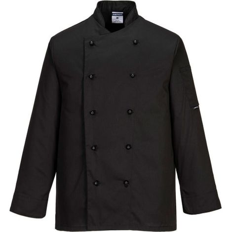 Chaqueta de chef Somerset tejido de polialgodón unisex C834 S Negro
