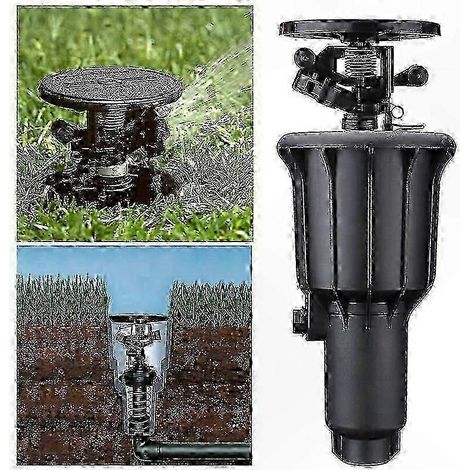 Tête d'arrosage escamotable réglable avec buse intégrée, compatible avec les systèmes d'irrigation de jardin et de pelouse, jet à rotation automatique 1/2/3/4 pouce (1/4)