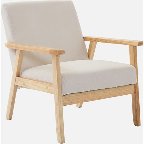 Poltrona scandinava in legno e velluto a coste