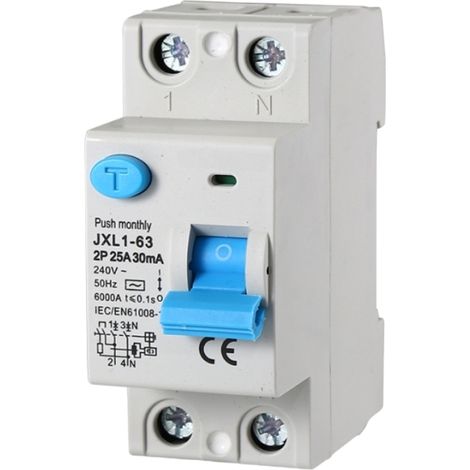 gloca Pure Differentialschalter, lebensrettend, 2P, 25 A, 30 mA, 220 V, 6 kA, 2 DIN-Module