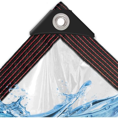 Bâche - Bâche de couverture transparente étanche 2x5m avec œillets pour balcon protection contre la pluie/couverture de bac à sable, bâche transparente pour meubles de jardin/bâche de terrasse (1/5)